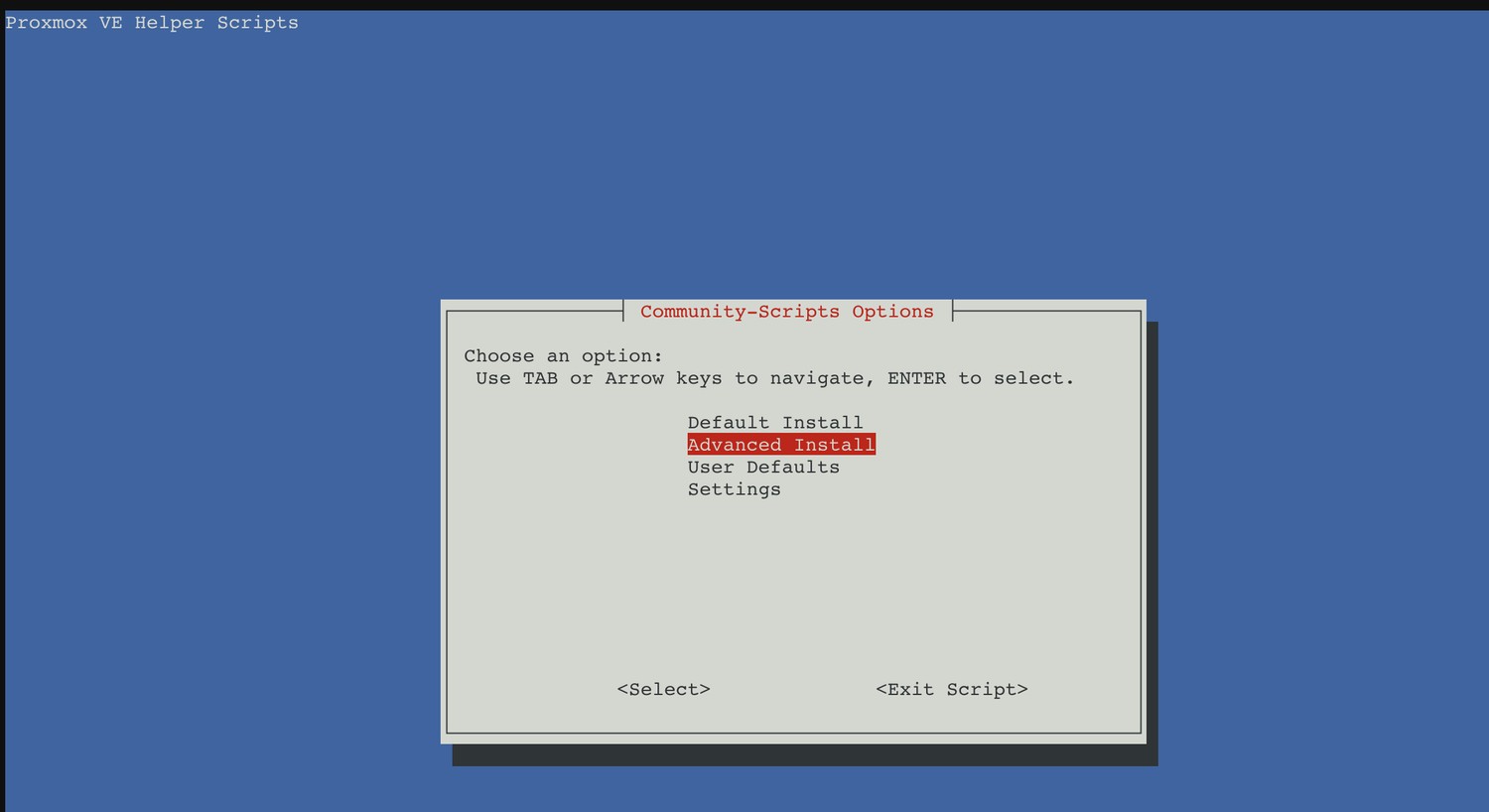 Advanced Install im Community Helper Script